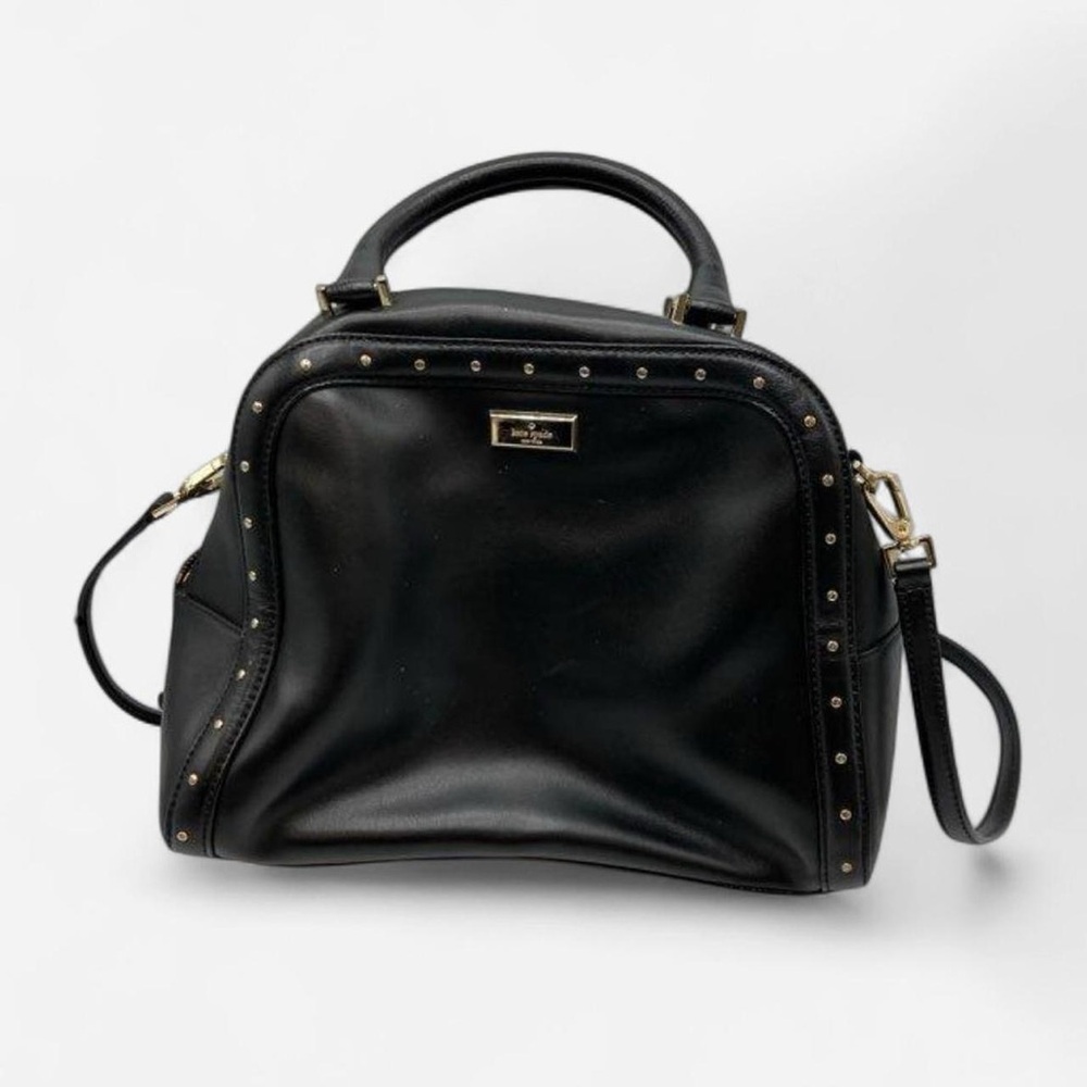 Kate Spade Helena Street Rocki Studded Leather Satchel, Black
